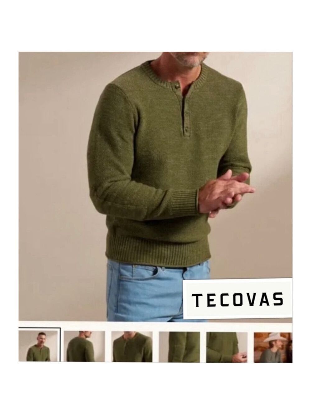 Tecovas Henley Hot Professor Fisherman Soft Knit Sweater Mens Large Retail $175